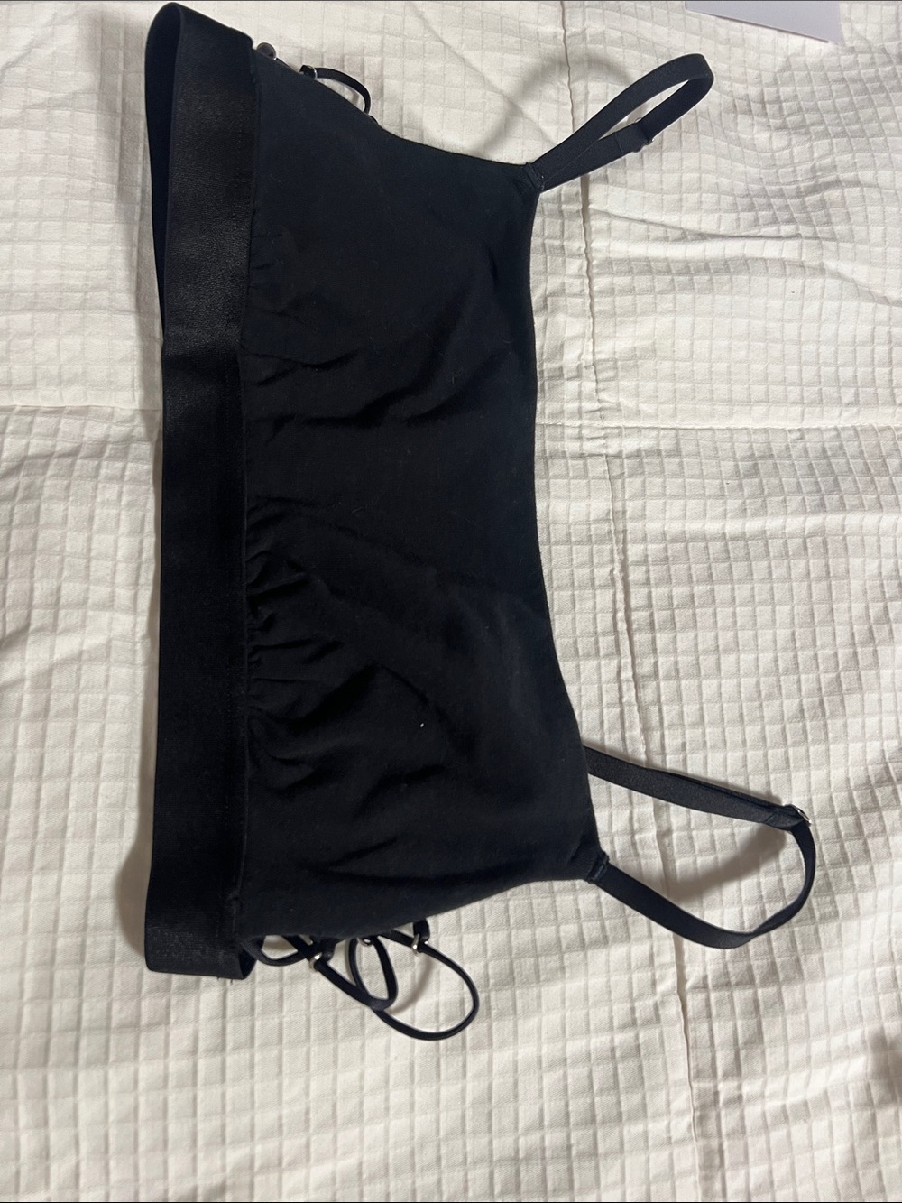 aerie Black Seamless Bandeau Bralette with Thin Straps